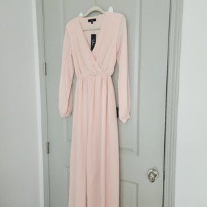 Women Pink Blush Long Sleeve Maxi Dress for Sale - Tags Attached